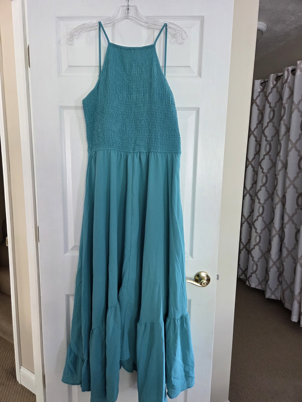 Women’s Teal Maxi Dress with Smocked Bodice XL Sz 12